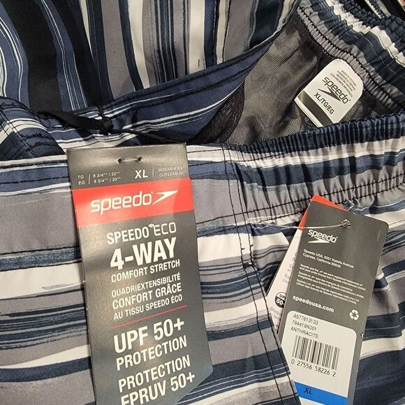 NWT Speedo UPF50 Thurway Bondi Board Short Swim Shorts Trunks Blue Stripe M L XL - Picture 7 of 7
